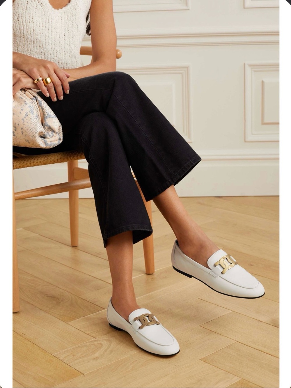 Tod's White Parent Leather Horsebit Boat Loafers Kate Gommino Heritage Designer